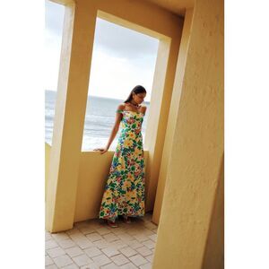 SWF Wild flower off shoulder Maxi Dress vacation Wedding Guest size S NWT